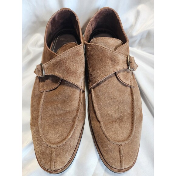 ALAN PAYNE Basel Suede Monk Strap Single Buckle Tan Men Dress Shoes Sz 12 Turkey - Picture 2 of 16